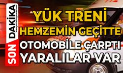 Yük treni hemzemin geçitte otomobile çarptı: Çok sayıda yaralı var