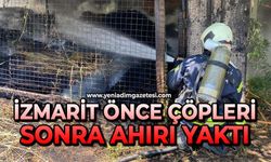 İzmarit önce otları, sonra ahırı yaktı