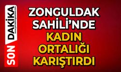 Zonguldak Sahili'nde kadın ortalığı karıştırdı!