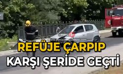 Refüje çarpıp karşı şeride geçti