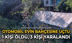 Otomobil evin bahçesine savruldu: 1 ölü, 3 yaralı