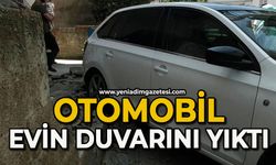 Korkutan kaza: Otomobil evin duvarını yıktı