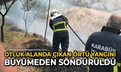 Otluk alanda çıkan örtü yangını büyümeden söndürüldü