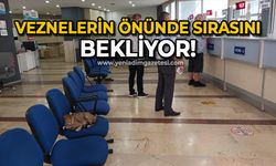 Veznelerin önünde sırasını bekliyor!
