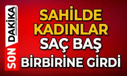 Sahilde kadınlar saç baş birbirine girdi!