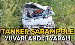 Tanker şarampole yuvarlandı: 1 yaralı
