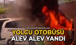 Yolcu otobüsü alev alev yandı