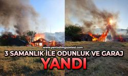3 samanlık ile odunluk ve garaj yandı