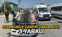Otomobile çarpıp takla attı: 3 yaralı