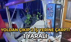 Yoldan çıkıp 2 iş yerine çarptı 1 yaralı