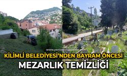 Kilimli Belediyesi’nden bayram öncesi mezarlık temizliği
