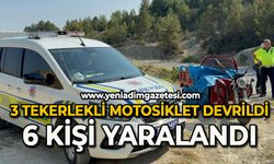 3 tekerlekli motosiklet devrildi: 6 kişi yaralandı