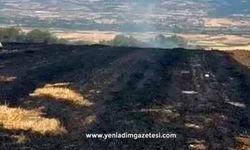 Korkutan anız yangını, evlere sıçramadan söndürüldü