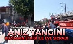 Anız yangını rüzgarın etkisi ile eve sıçradı