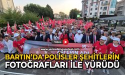 Bartın’da polisler, şehitlerin fotoğrafları ile yürüdü