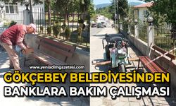 Gökçebey belediyesinden banklara bakım çalışması