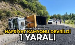 Hafriyat kamyonu devrildi: 1 yaralı