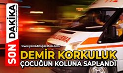 Demir korkuluk çocuğun koluna saplandı