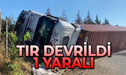 Tır devrildi: 1 yaralı