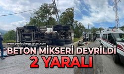 Beton mikseri devrildi: 2 yaralı