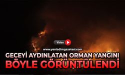 Geceyi aydınlatan orman yangını böyle görüntülendi