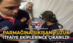 Parmağına sıkışan yüzük itfaiye ekiplerince çıkarıldı