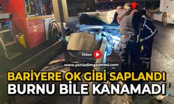 Bariyere ok gibi saplandı: Burnu bile kanamadı