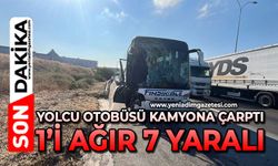 Yolcu otobüsü kamyona çarptı: 1’i ağır 7 yaralı