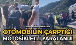 Otomobilin çarptığı motosikletli yola savruldu