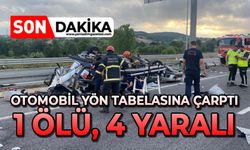Otomobil yön tabelasına çarptı: 1 ölü, 4 yaralı