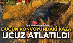 Düğün konvoyundaki kaza ucuz atlatıldı