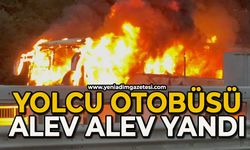 Yolcu otobüsü alev alev yandı