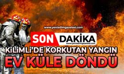 Kilimli’de korkutan yangın: Ev küle döndü