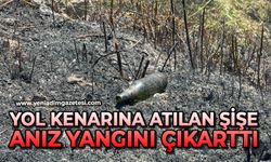 Yol kenarına atılan şişe anız yangını çıkarttı