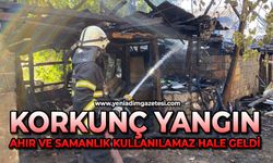 Korkunç yangın: Ahır ve samanlık kullanılamaz hale geldi