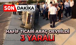 Hafif ticari araç devrildi: 3 yaralı
