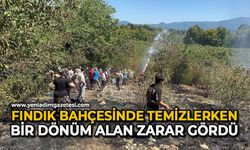 Fındık bahçesinde temizlerken bir dönüm alan zarar gördü