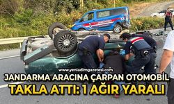 Jandarma aracıyla çarpışan otomobil takla attı: 1 ağır yaralı