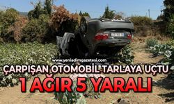 Çarpışan otomobillerden biri takla atıp bahçeye uçtu: 1’i ağır 5 yaralı
