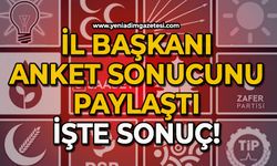 İl Başkanı anket sonucunu paylaştı: İşte son durum