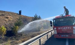 Yol kenarında çıkan ot yangını söndürüldü