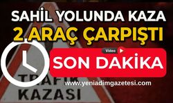 Sahil yolunda kaza: 2 araç çarpıştı