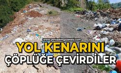 Yol kenarına bırakılan çöpler tepki topladı