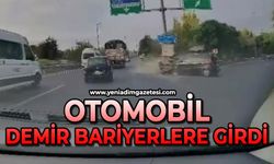 Kamyonla çarpışmaktan kaçınırken demir bariyerlere girdi