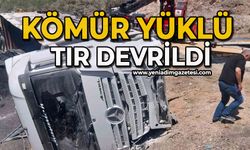 Kömür yüklü tır devrildi