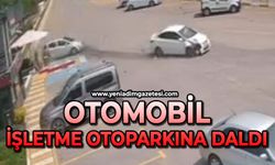 Otomobil işletme otoparkına daldı