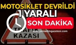 Devrilen motosikletli sürücü yaralandı