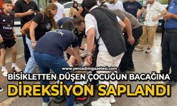 Bisikletten düşen çocuğun bacağına direksiyon saplandı