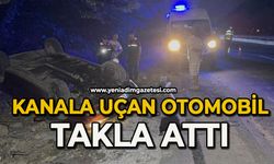 Kanala uçan otomobil takla attı
