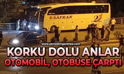 Otomobilin otobüse çarptığı anlar kamerada